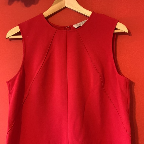 Loft Red Shift Dress with Decorative Seams - Picture 7 of 10